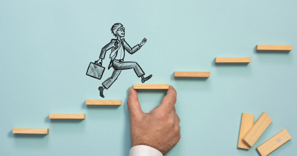 Person climbing career ladder, symbolizing Self-Confidence